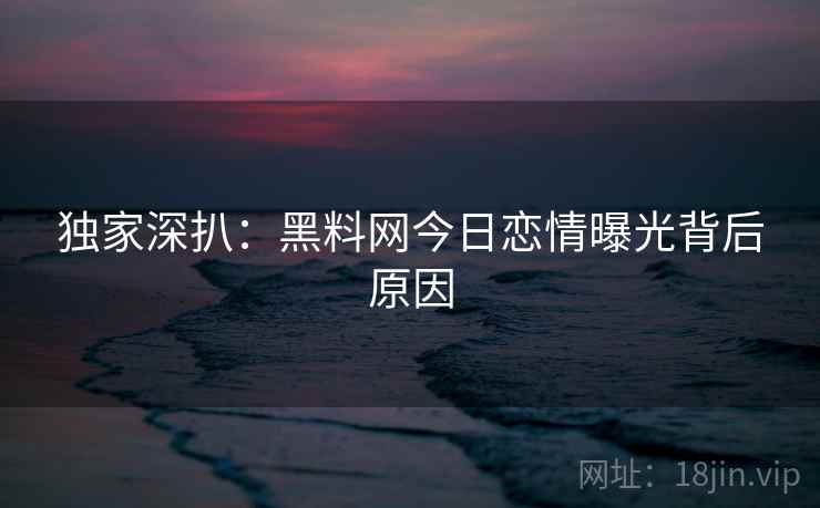 独家深扒：黑料网今日恋情曝光背后原因