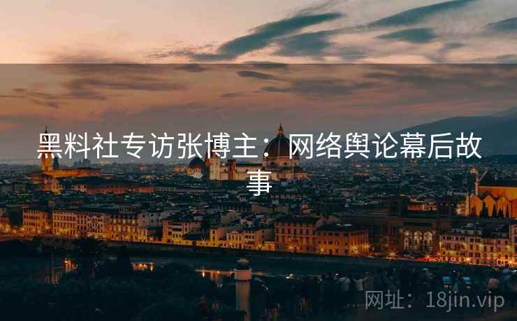 黑料社专访张博主：网络舆论幕后故事
