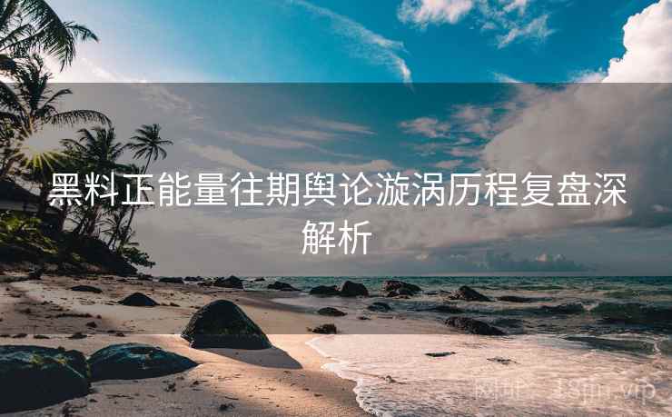 黑料正能量往期舆论漩涡历程复盘深解析